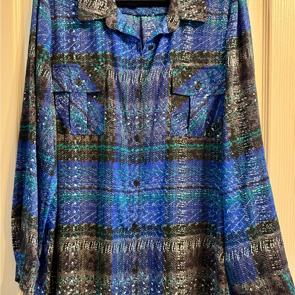 Investments Slim Factor Vibrant Blue and Black Shirt